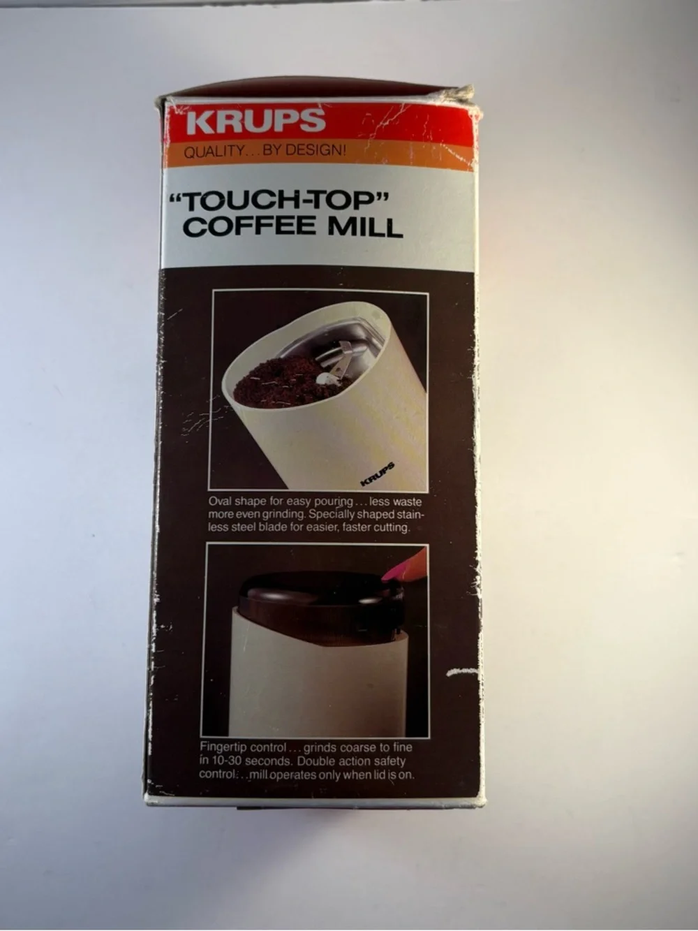 Krups Type 208 Touch Top‎ Coffee Mill Bean Nut Electric Grinder White WORKING